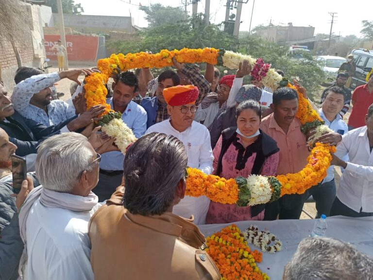 मंत्री पद मिलने के वाद पहली बार खाजूवाला पहुंचने पर कैबिनेट मंत्री गोविंद राम मेघवाल का हुआ भव्य स्वागत