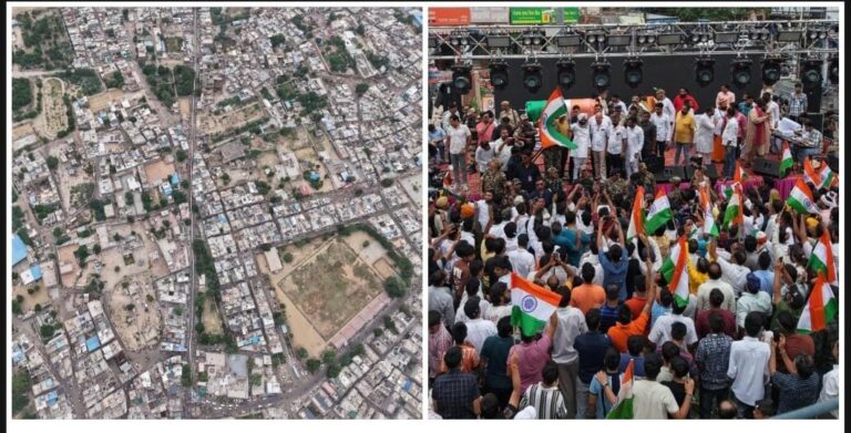 एक किलोमीटर लंबा प्रतीकात्मक तिरंगा लहराया